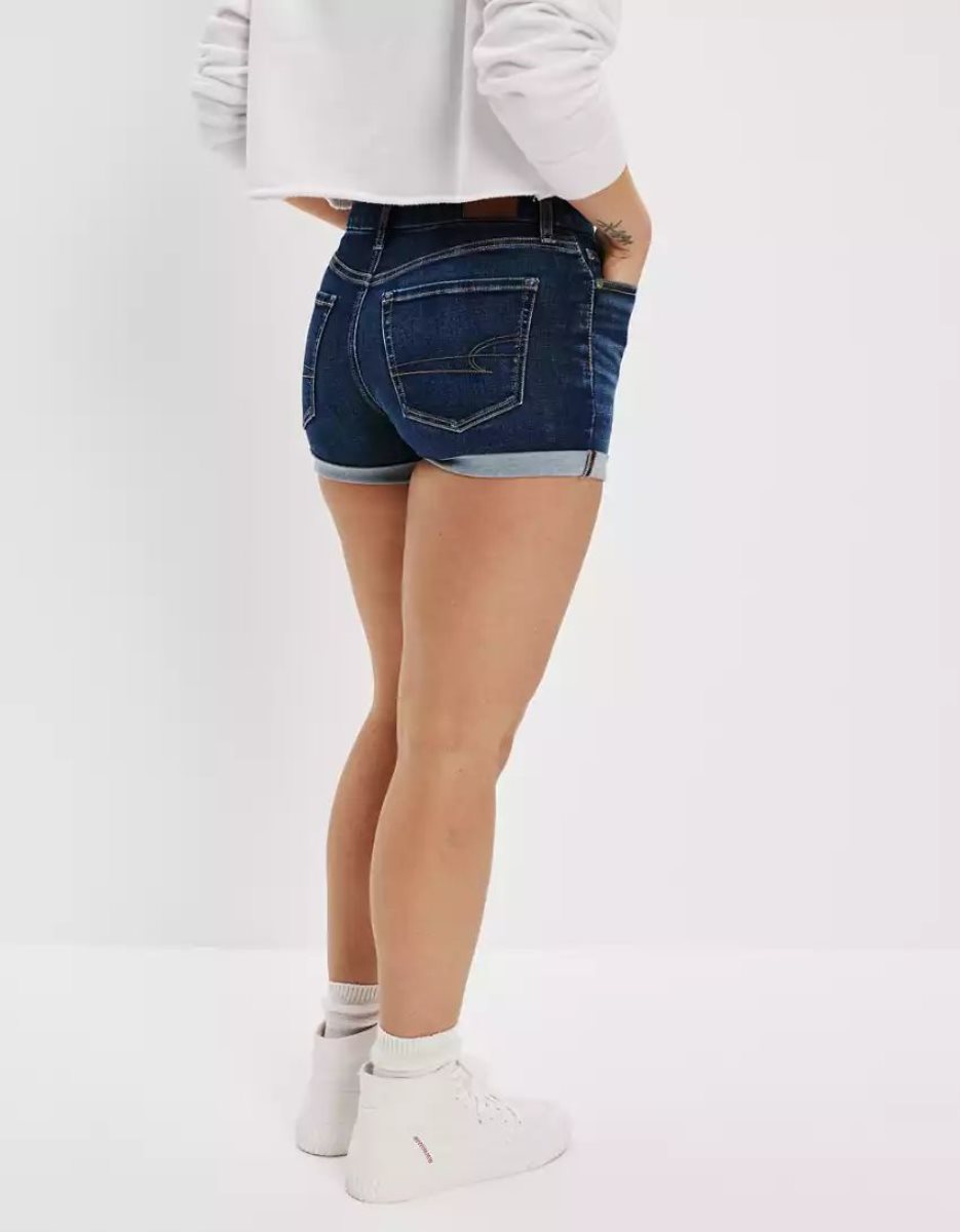 Shorts American Eagle AE Ne(x)t Level Curvy Denim Midi Indigo Foncé Femme | EFM-83798839